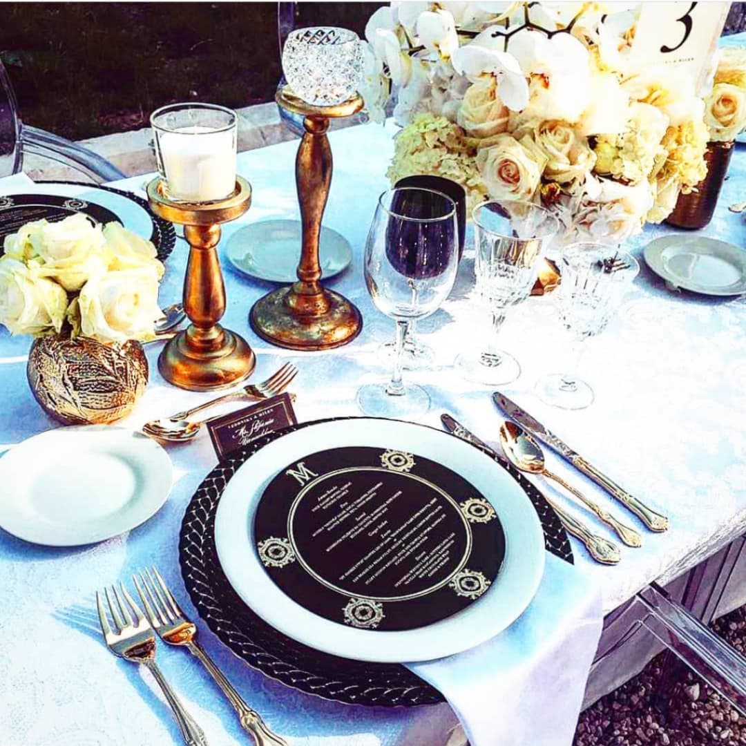 #thursday inspirational Black and Gold table setting..
